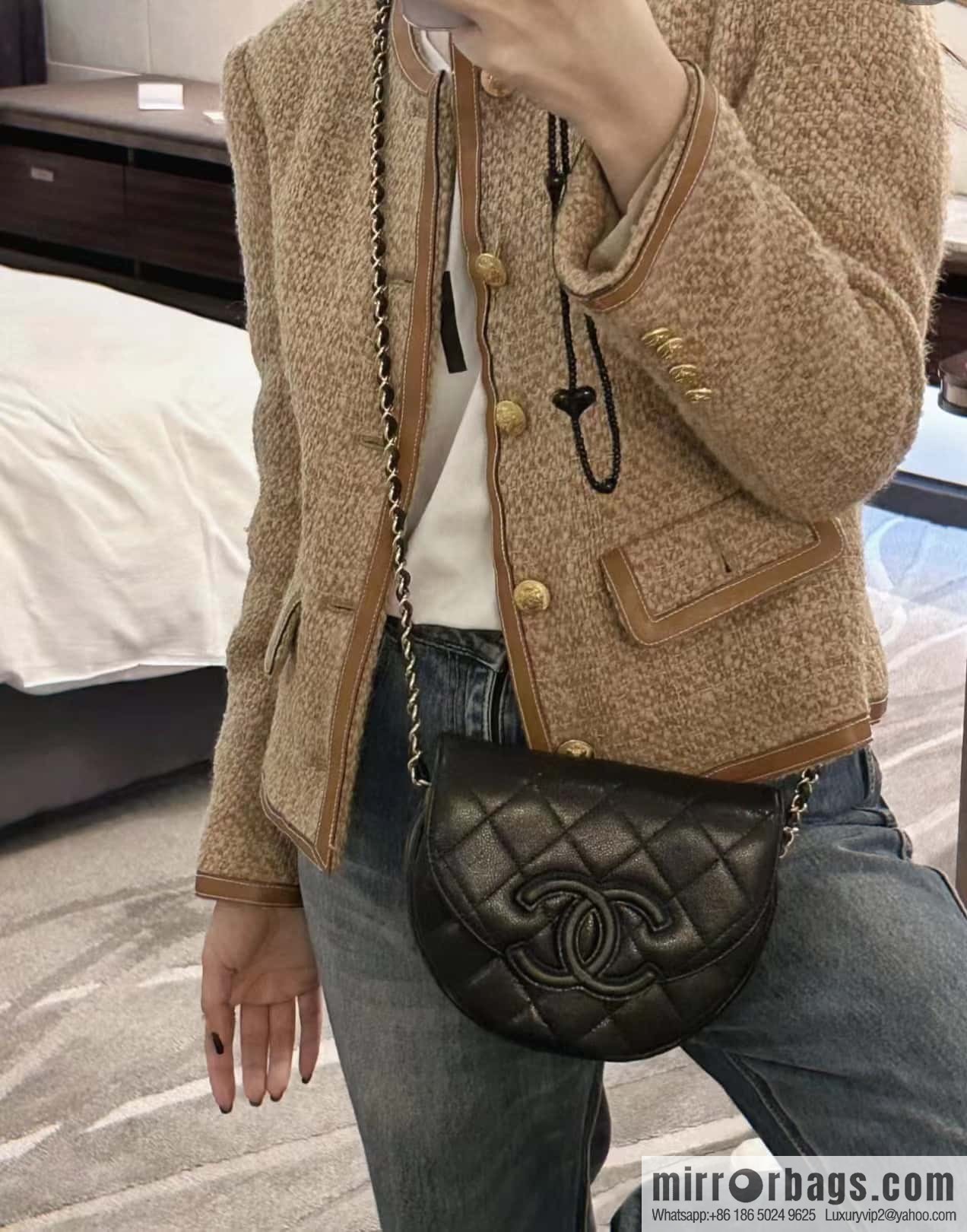 CHANEL 23P spring and summer trailer series, hidden big explosion saddle bag AS3867 black