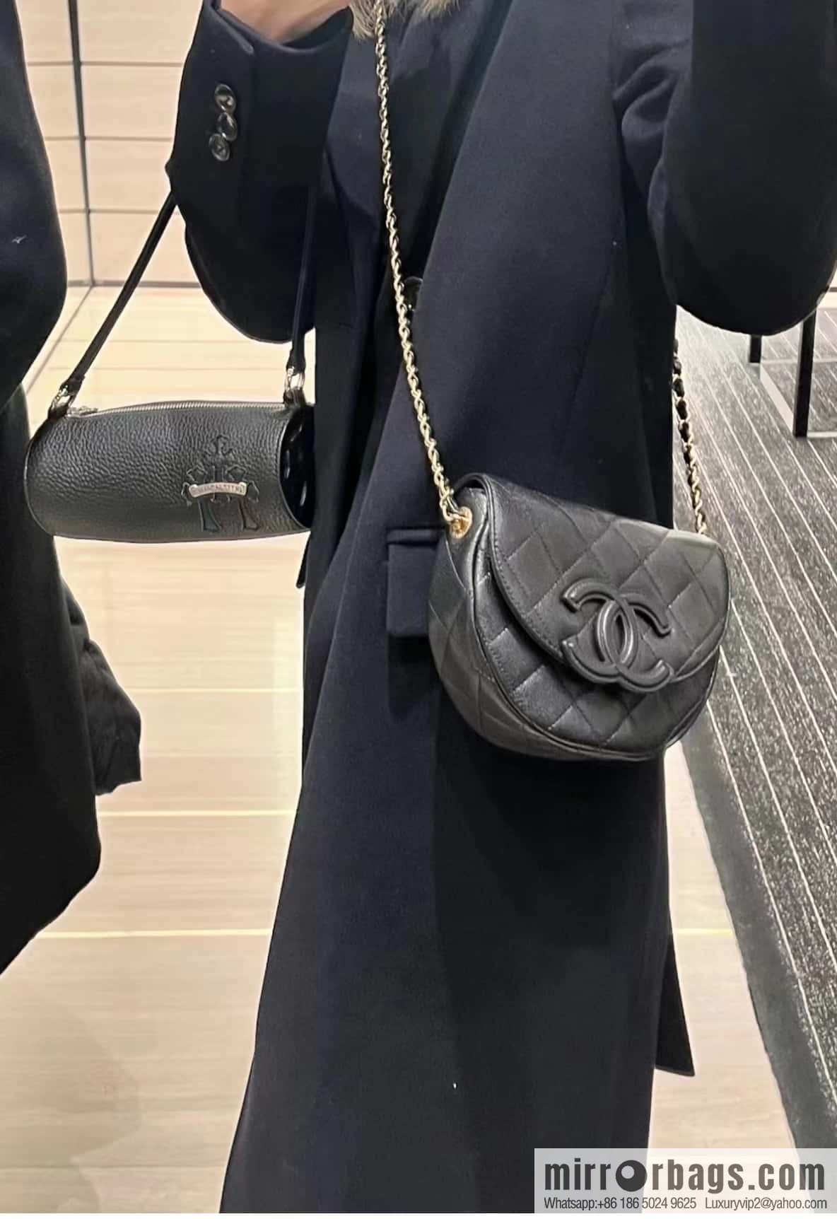 CHANEL 23P spring and summer trailer series, hidden big explosion saddle bag AS3867 black