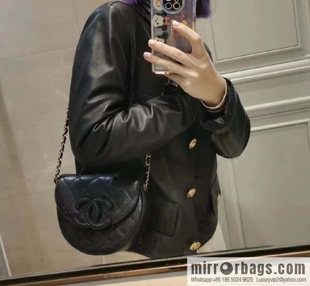 CHANEL 23P spring and summer trailer series, hidden big explosion saddle bag AS3867 black