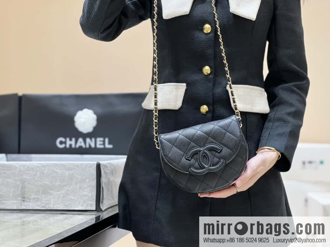 CHANEL 23P spring and summer trailer series, hidden big explosion saddle bag AS3867 black