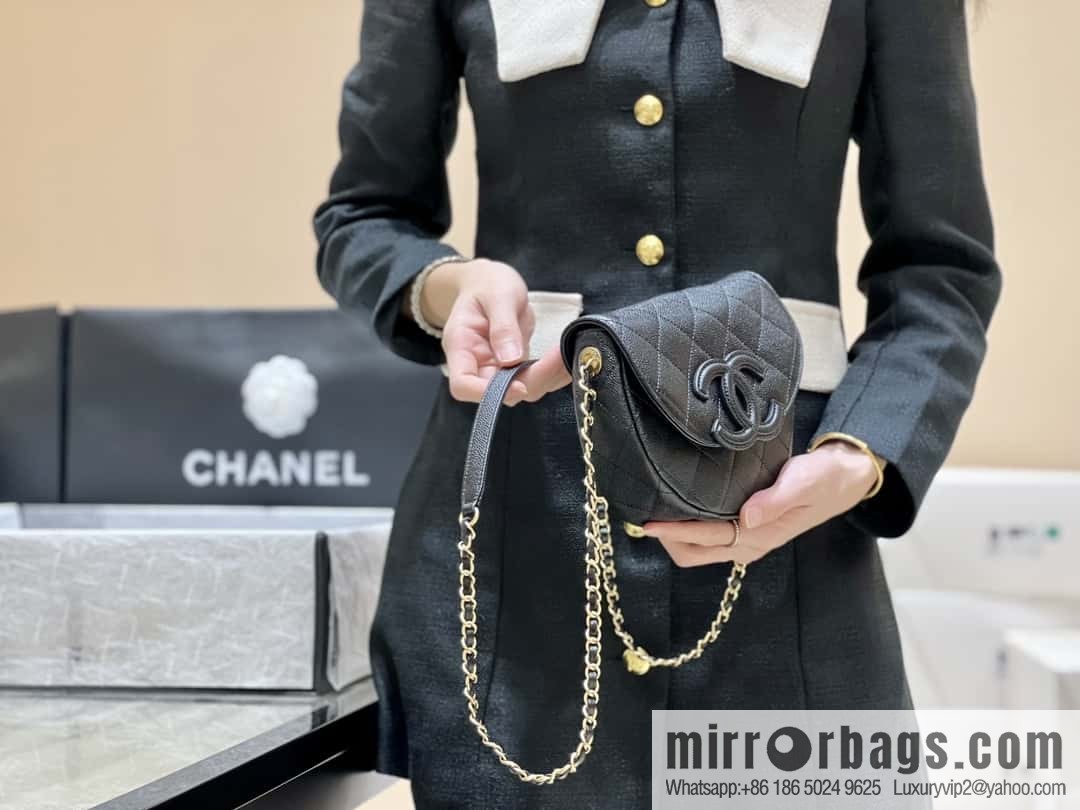 CHANEL 23P spring and summer trailer series, hidden big explosion saddle bag AS3867 black