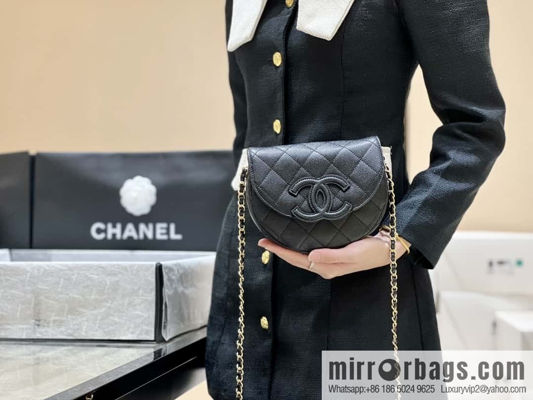 CHANEL 23P spring and summer trailer series, hidden big explosion saddle bag AS3867 black