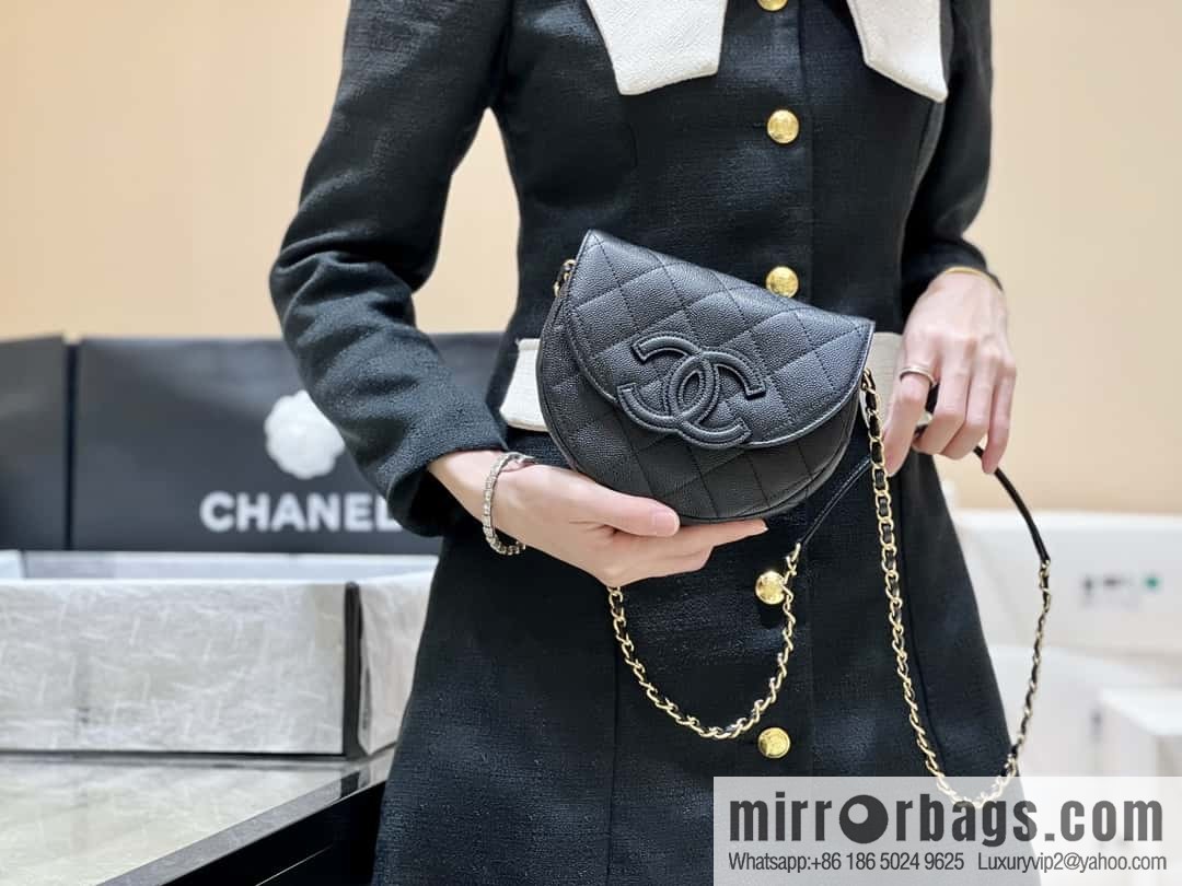 CHANEL 23P spring and summer trailer series, hidden big explosion saddle bag AS3867 black