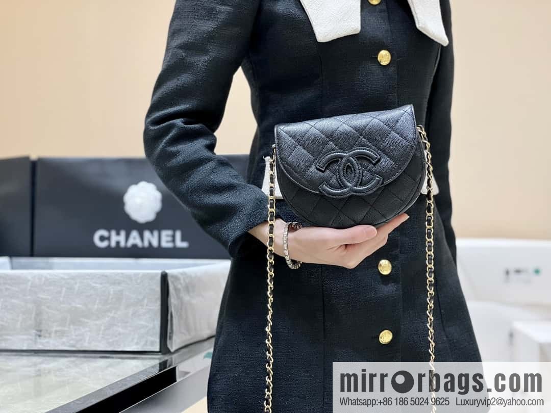 CHANEL 23P spring and summer trailer series, hidden big explosion saddle bag AS3867 black