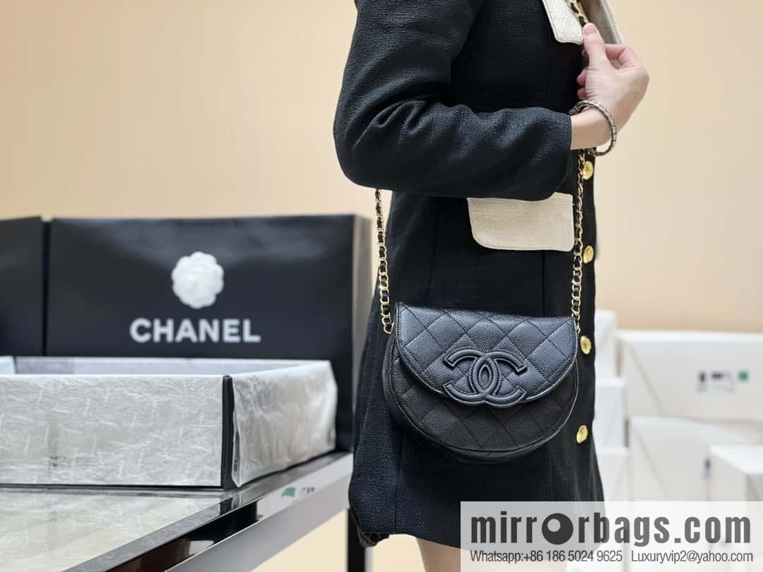 CHANEL 23P spring and summer trailer series, hidden big explosion saddle bag AS3867 black