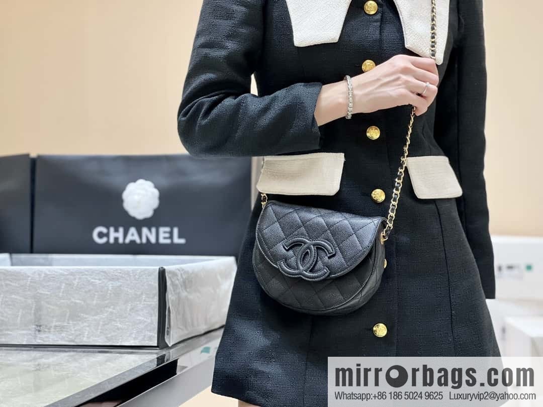 CHANEL 23P spring and summer trailer series, hidden big explosion saddle bag AS3867 black