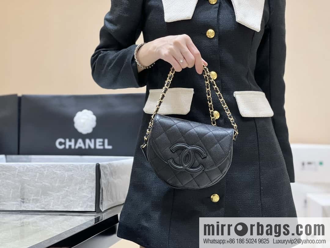 CHANEL 23P spring and summer trailer series, hidden big explosion saddle bag AS3867 black