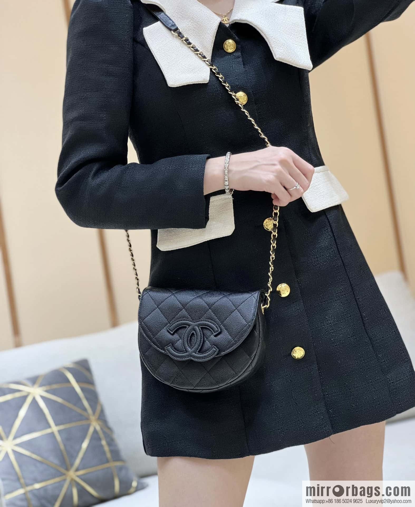 CHANEL 23P spring and summer trailer series, hidden big explosion saddle bag AS3867 black
