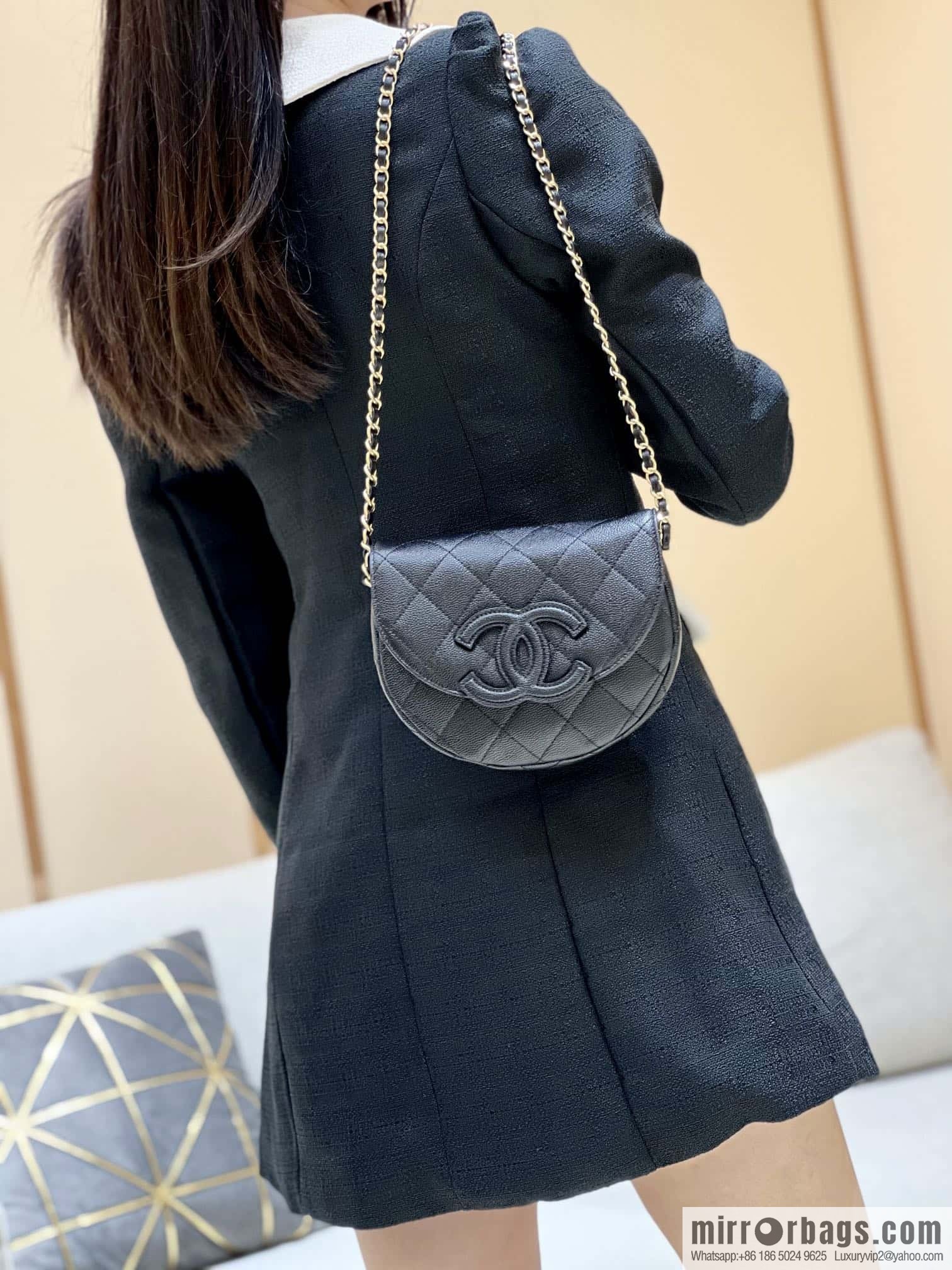 CHANEL 23P spring and summer trailer series, hidden big explosion saddle bag AS3867 black