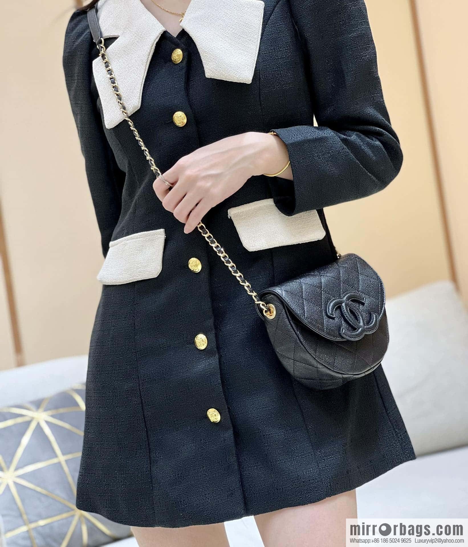 CHANEL 23P spring and summer trailer series, hidden big explosion saddle bag AS3867 black