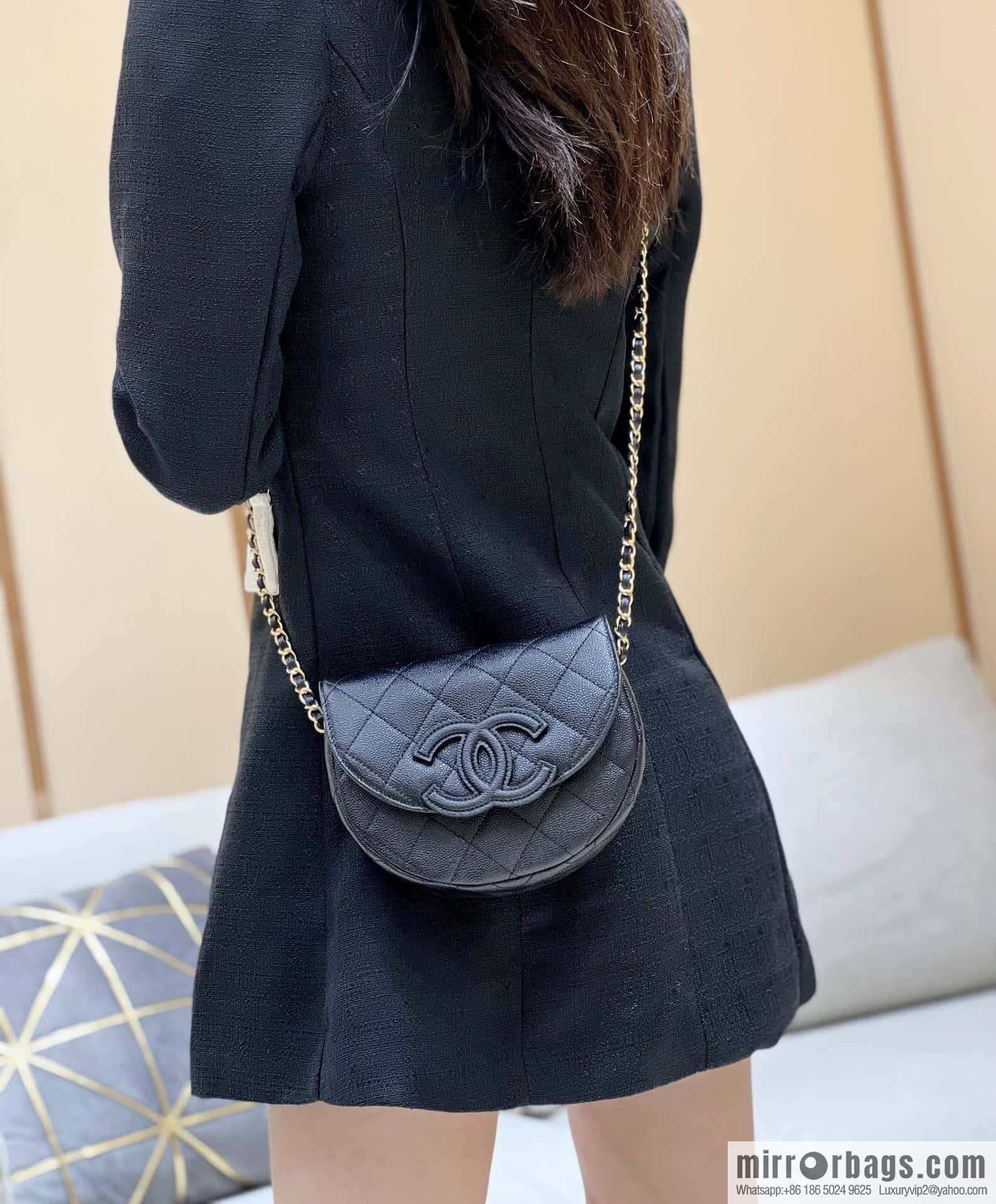 CHANEL 23P spring and summer trailer series, hidden big explosion saddle bag AS3867 black