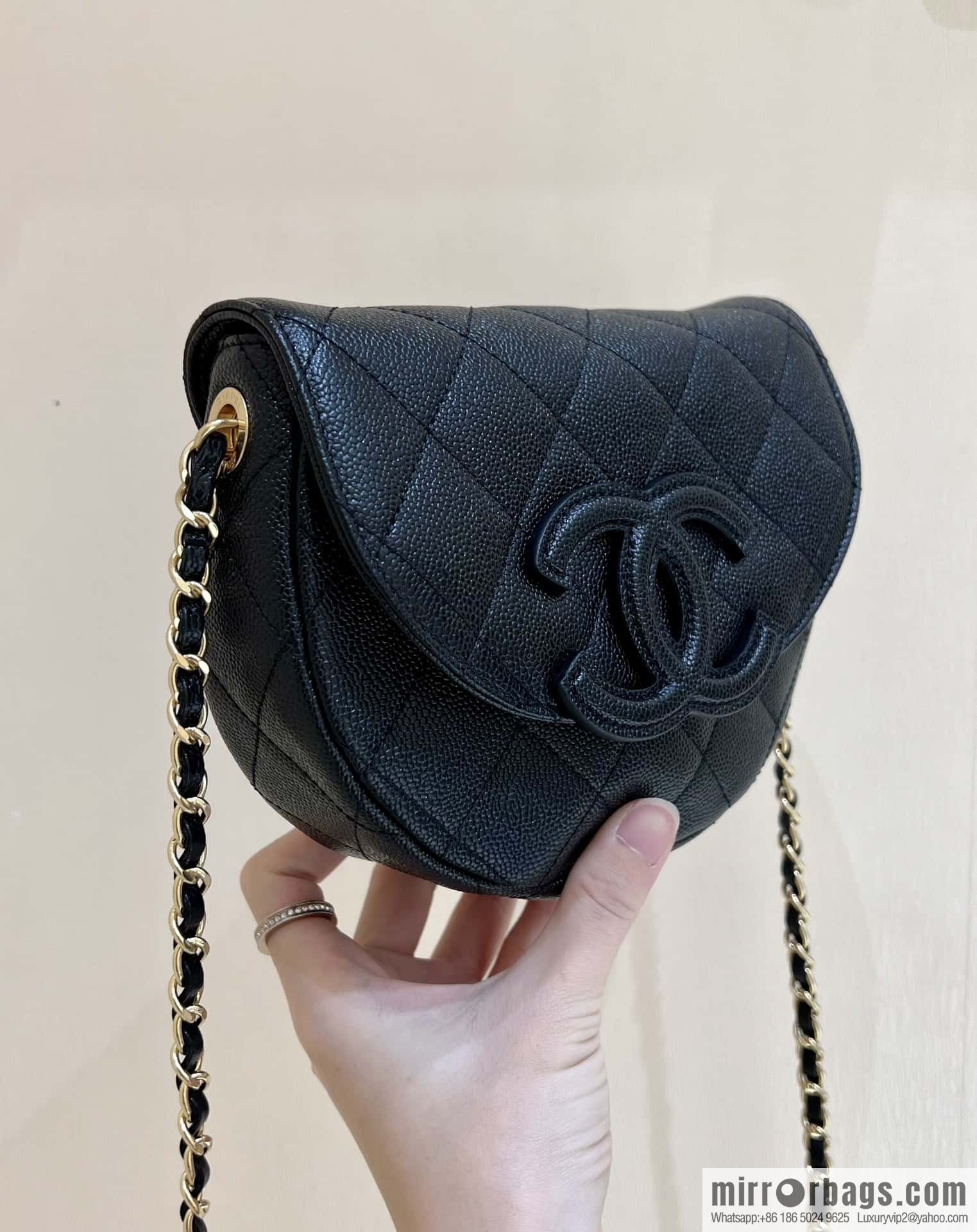 CHANEL 23P spring and summer trailer series, hidden big explosion saddle bag AS3867 black