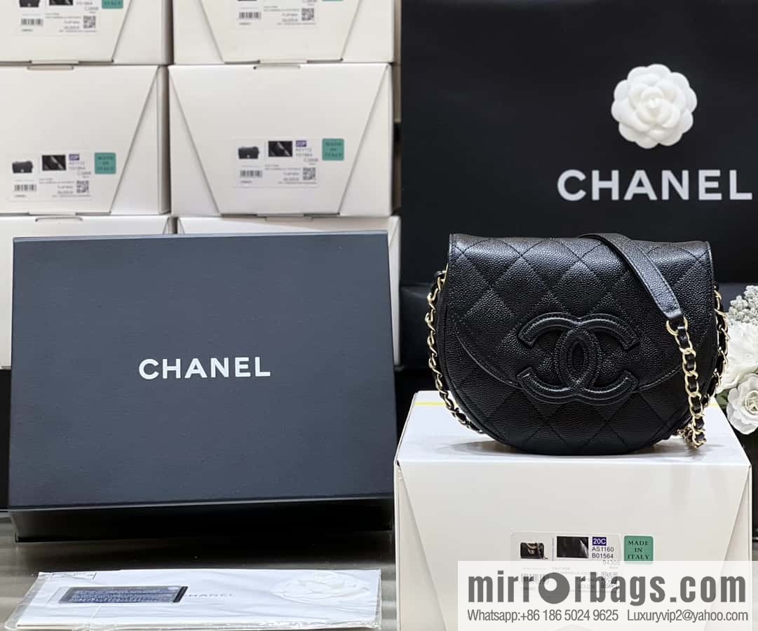 CHANEL 23P spring and summer trailer series, hidden big explosion saddle bag AS3867 black