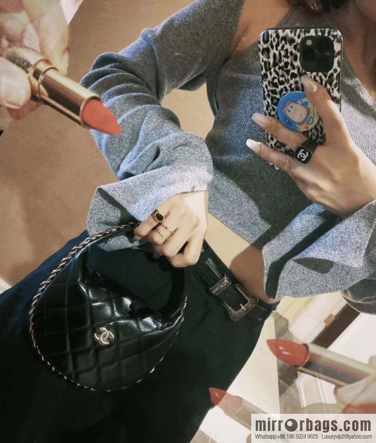 CHANEL 23C early spring vacation new pouch hula hoop AP3095 black
