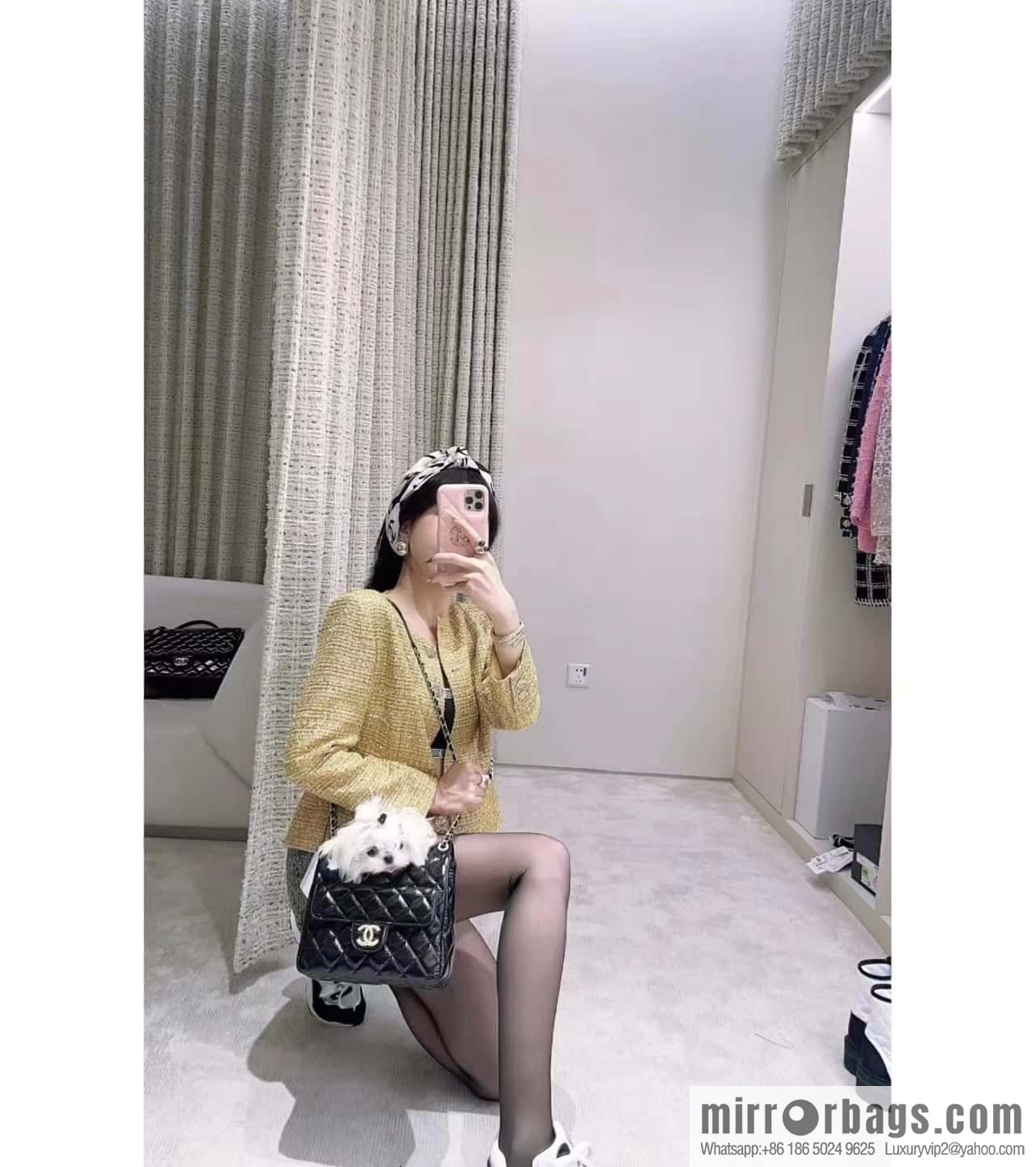CHANEL 23C early spring vacation new No. 5 gold coin tag hobo hippie bag AS3690