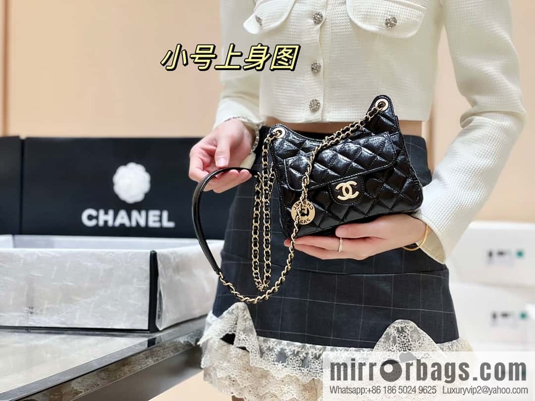 CHANEL 23C early spring vacation new No. 5 gold coin tag hobo hippie bag AS3690
