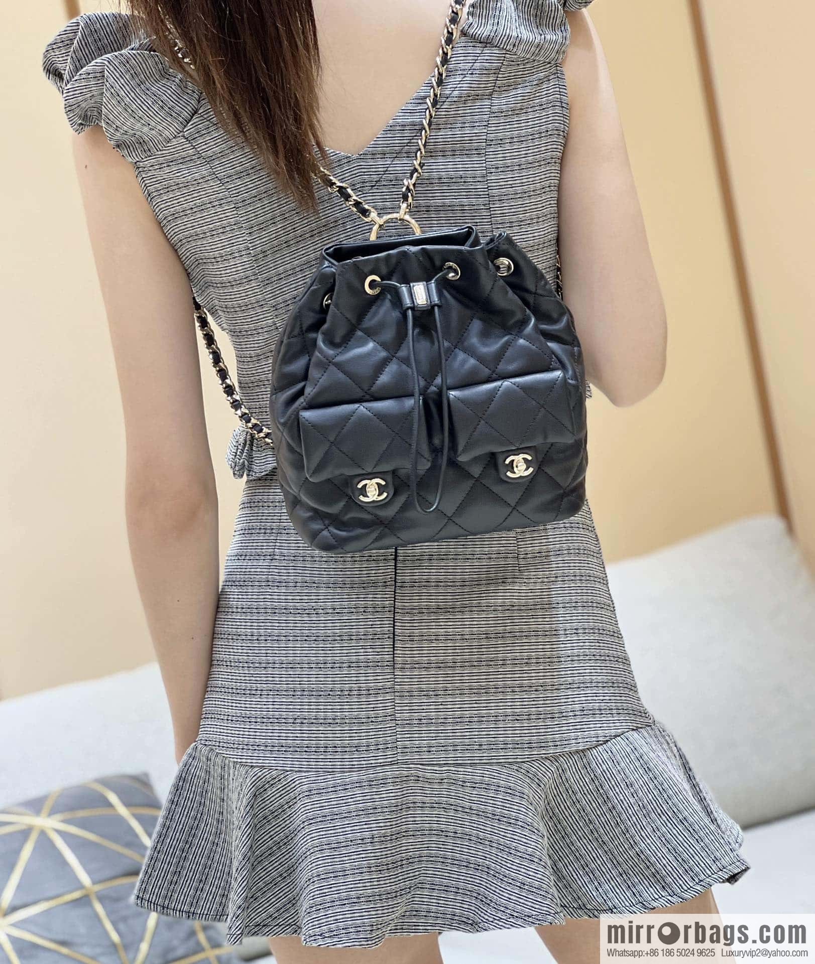 CHANEL 23B autumn and winter trailer series, double pocket double backpack AS4342