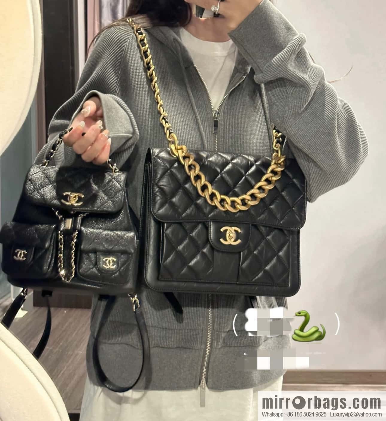 CHANEL 23S spring/summer series, double backpack AS4031