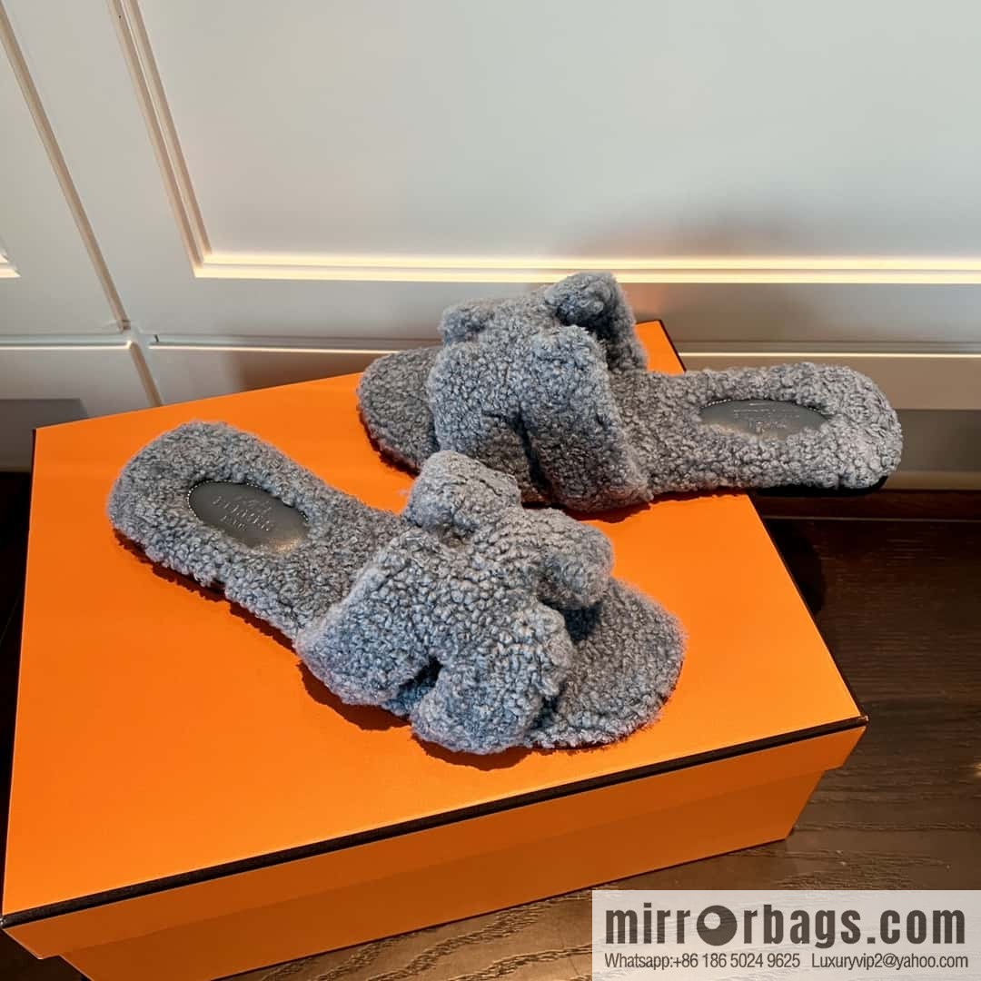 HERMES Hermès 2022 Teddy model Italy Europe imported lamb wool women's sandals