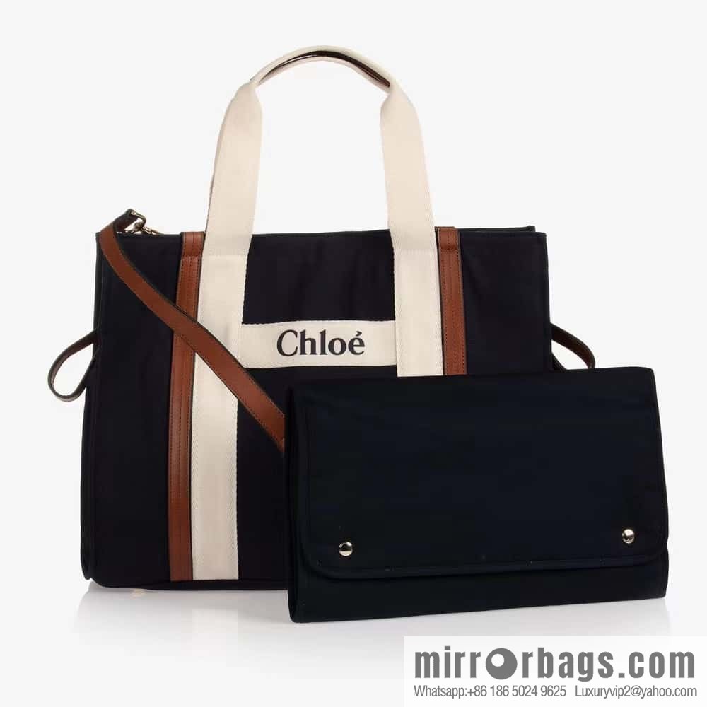 2023S Chloe KIDS Mother and Child Bag 40CM Navy Blue with Brown