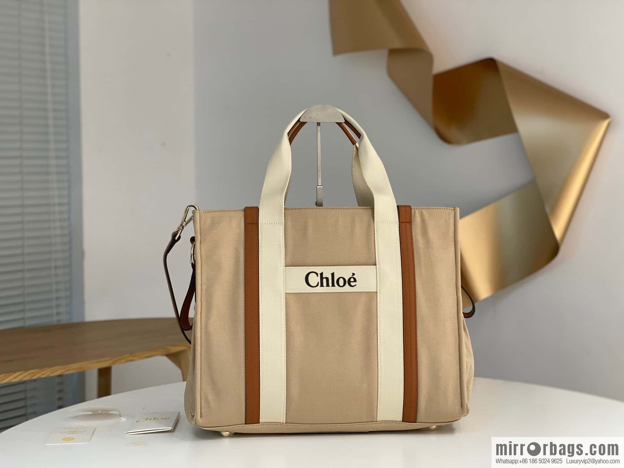 2023S Chloe KIDS Mother and Child Bag 40CM Khaki with Brown