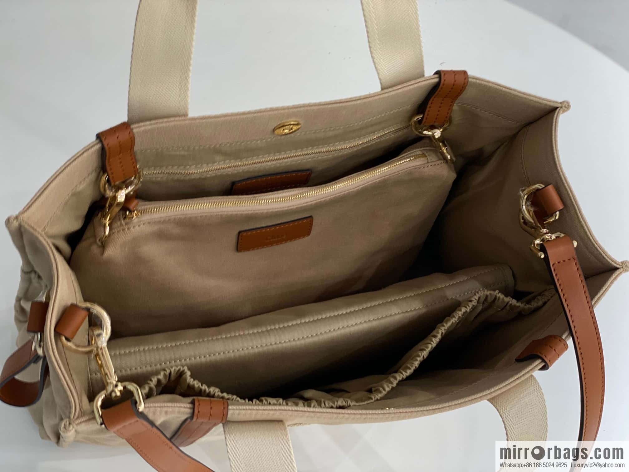 2023S Chloe KIDS Mother and Child Bag 40CM Khaki with Brown