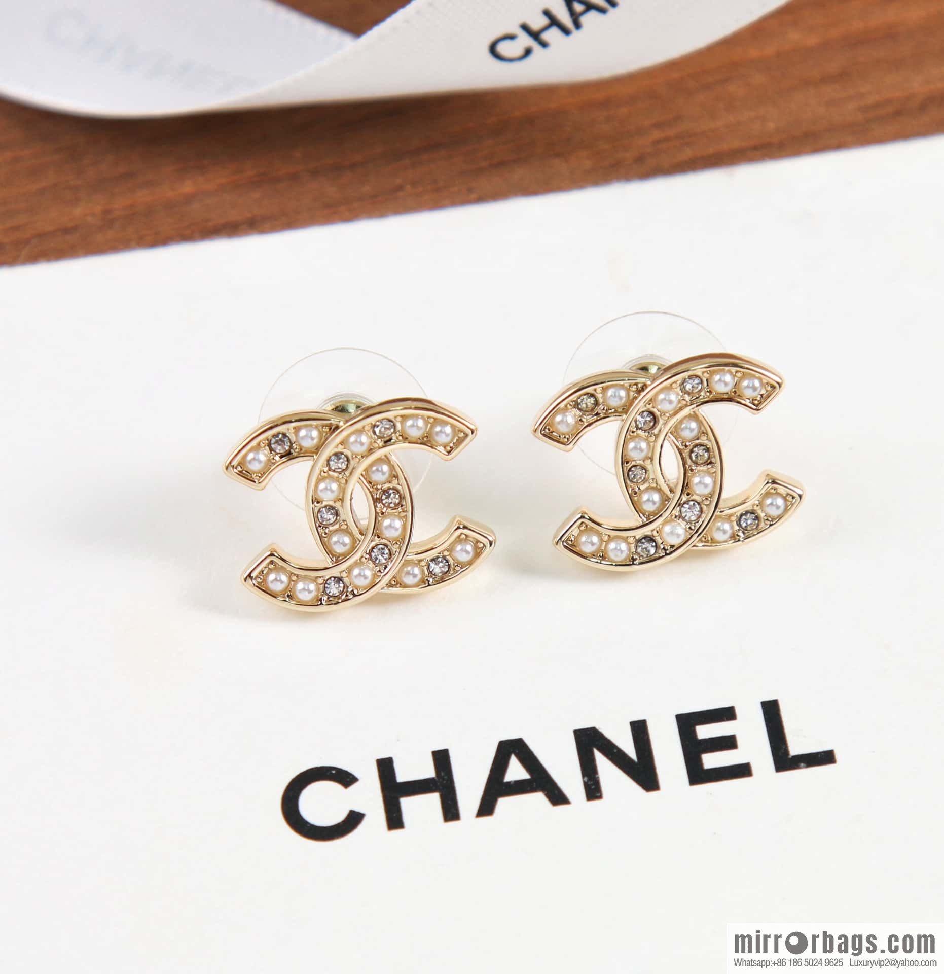 New ☑️ Chanel C1 mini double c pearl stud earrings