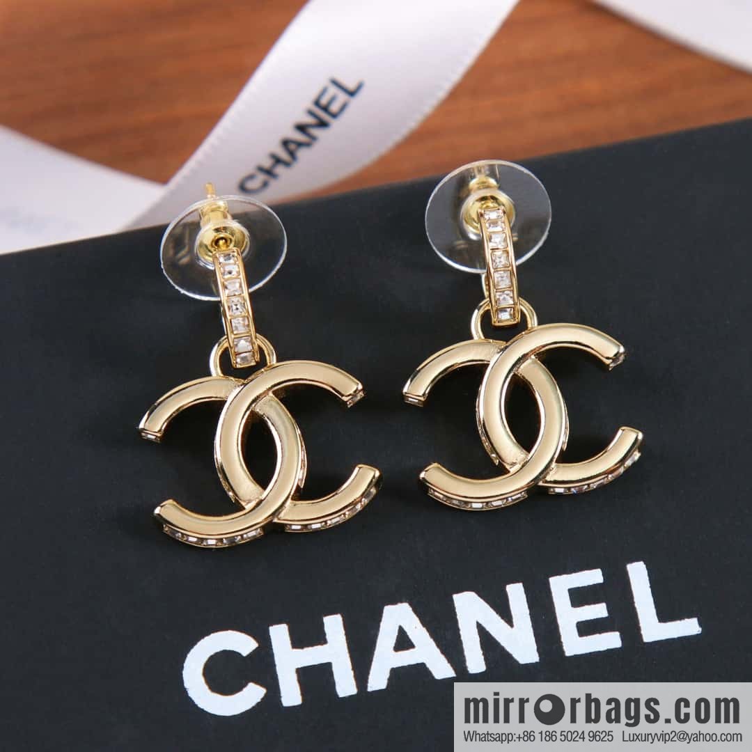 New ☑️ Chanel C2 double c gold stud earrings