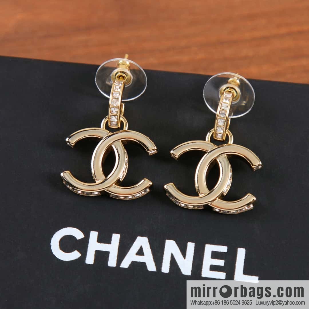 New ☑️ Chanel C2 double c gold stud earrings