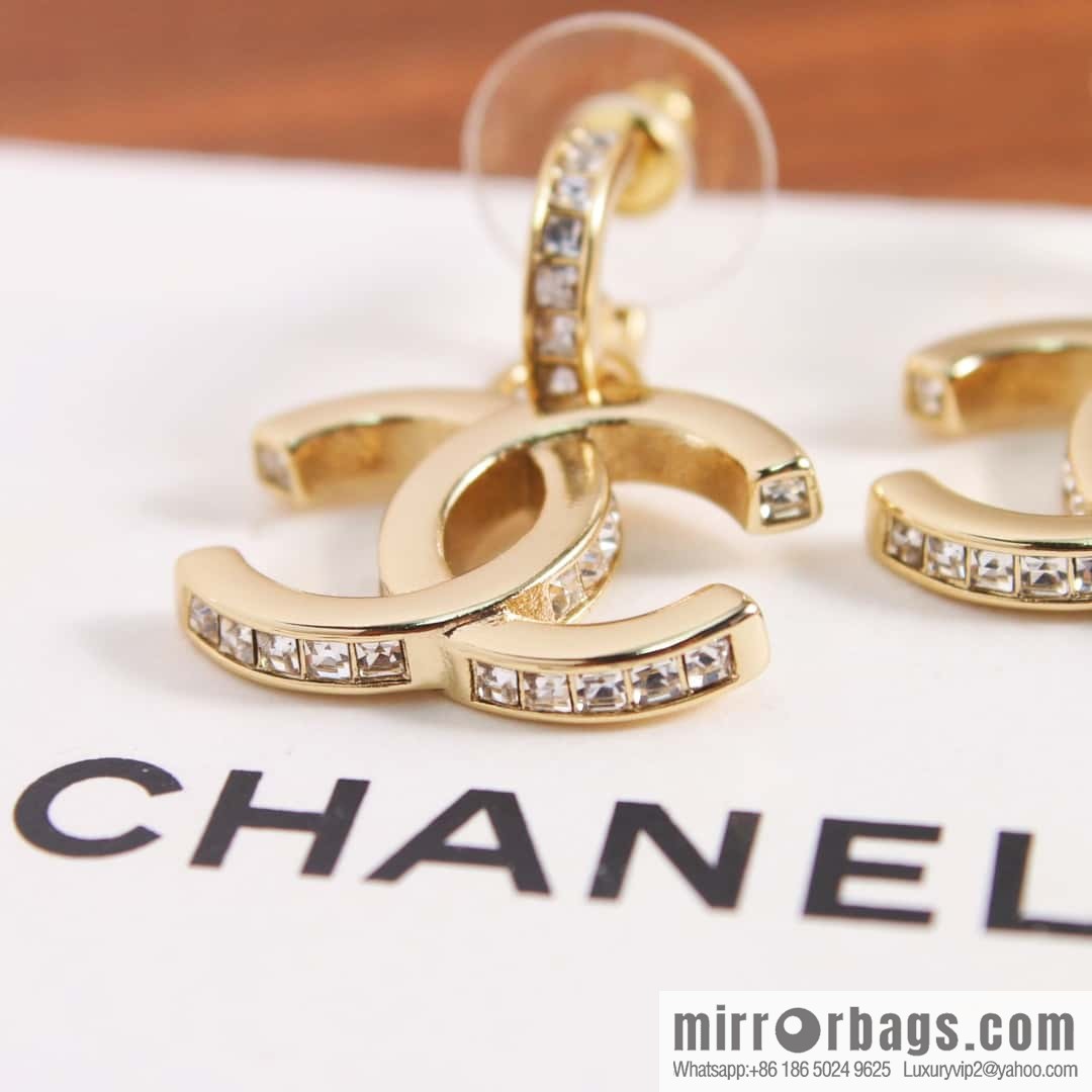 New ☑️ Chanel C2 double c gold stud earrings