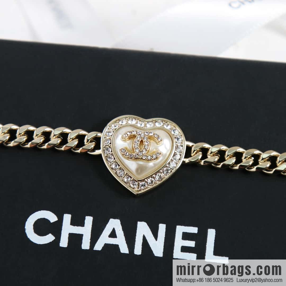 New ☑️ Chanel Double C Gold Peach Heart Love Necklace