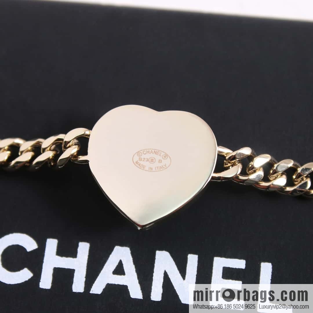 New ☑️ Chanel Double C Gold Peach Heart Love Necklace