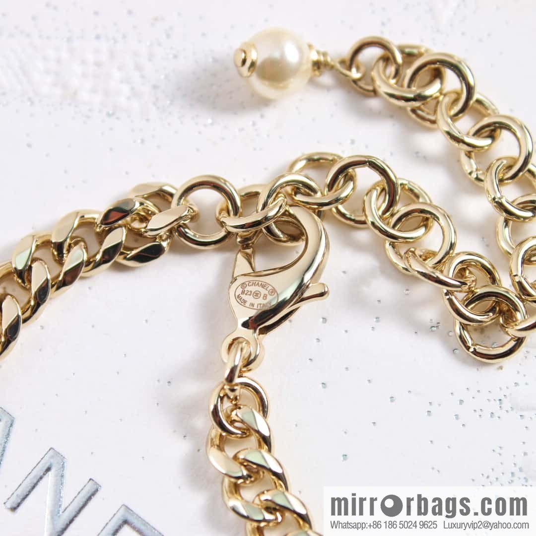 New ☑️ Chanel Double C Gold Peach Heart Love Necklace