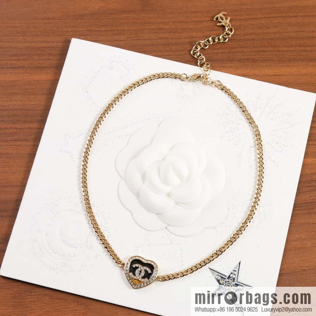 New ☑️ Chanel double c peach heart love necklace