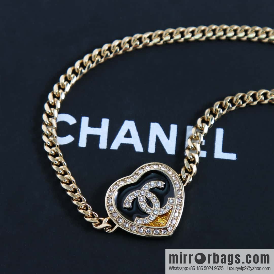 New ☑️ Chanel double c peach heart love necklace