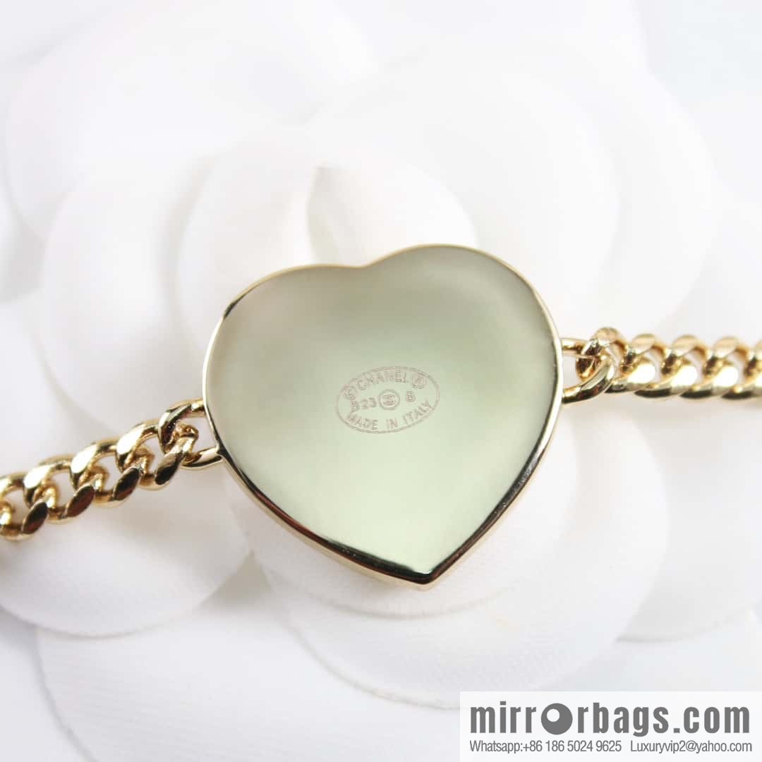 New ☑️ Chanel double c peach heart love necklace