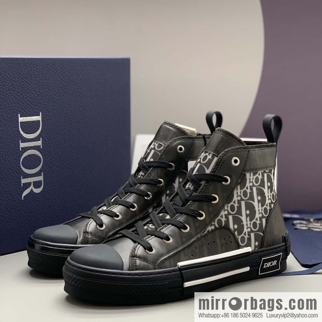 DIOR black transparent mesh B23 high top shoes