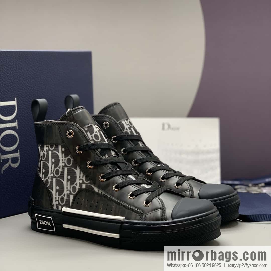 DIOR black transparent mesh B23 high top shoes