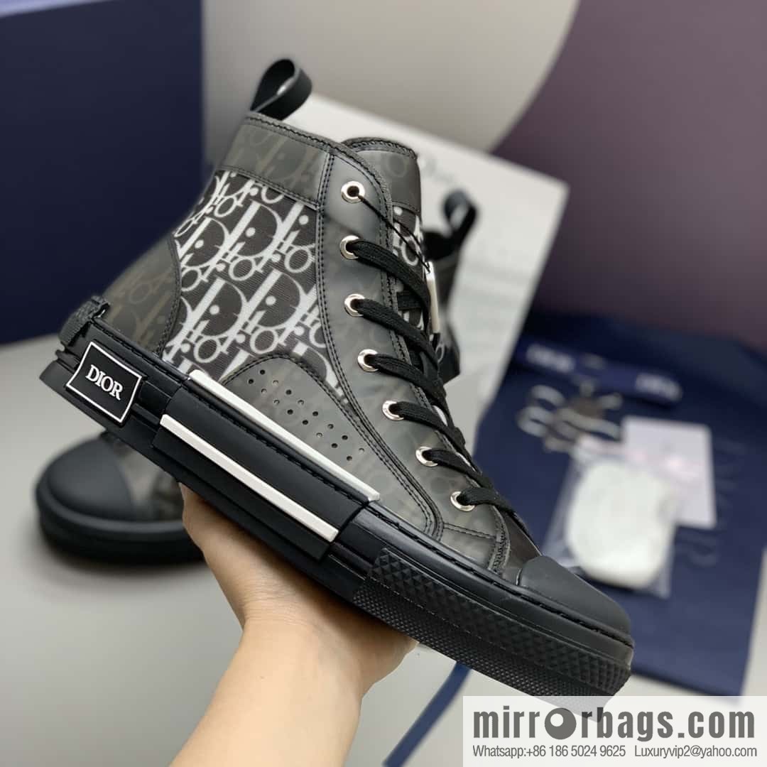 DIOR black transparent mesh B23 high top shoes