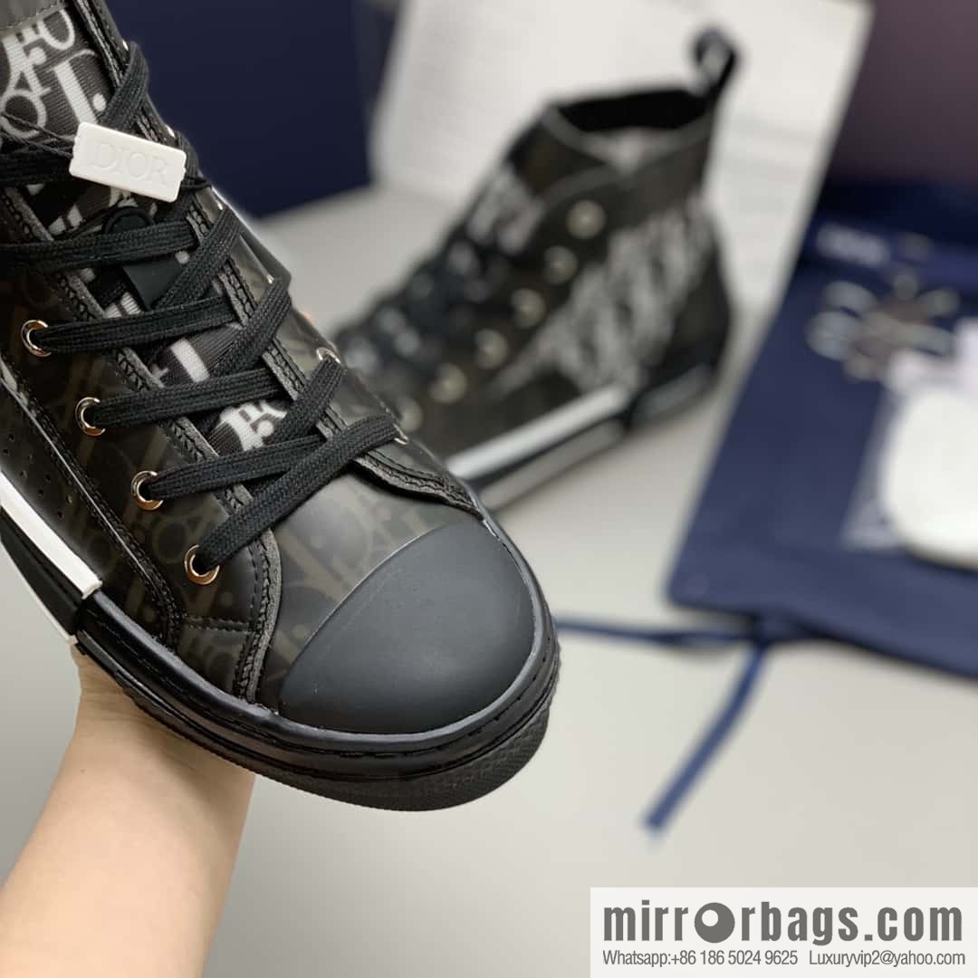 DIOR black transparent mesh B23 high top shoes