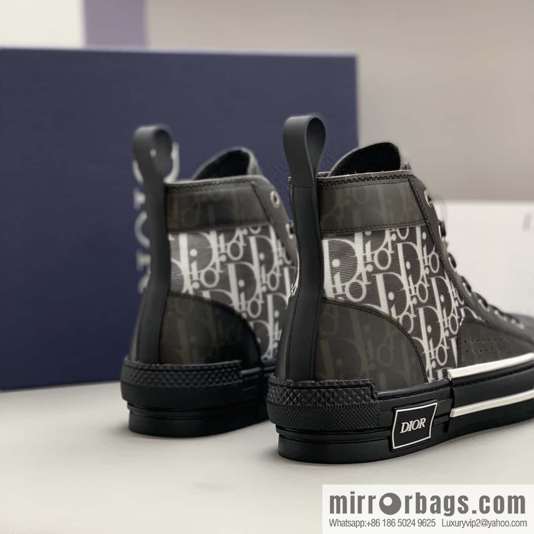 DIOR black transparent mesh B23 high top shoes