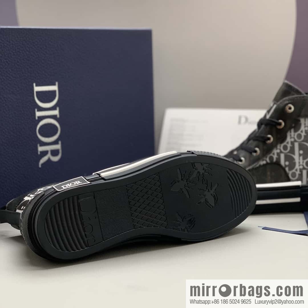 DIOR black transparent mesh B23 high top shoes