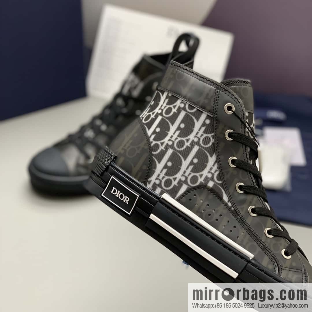 DIOR black transparent mesh B23 high top shoes