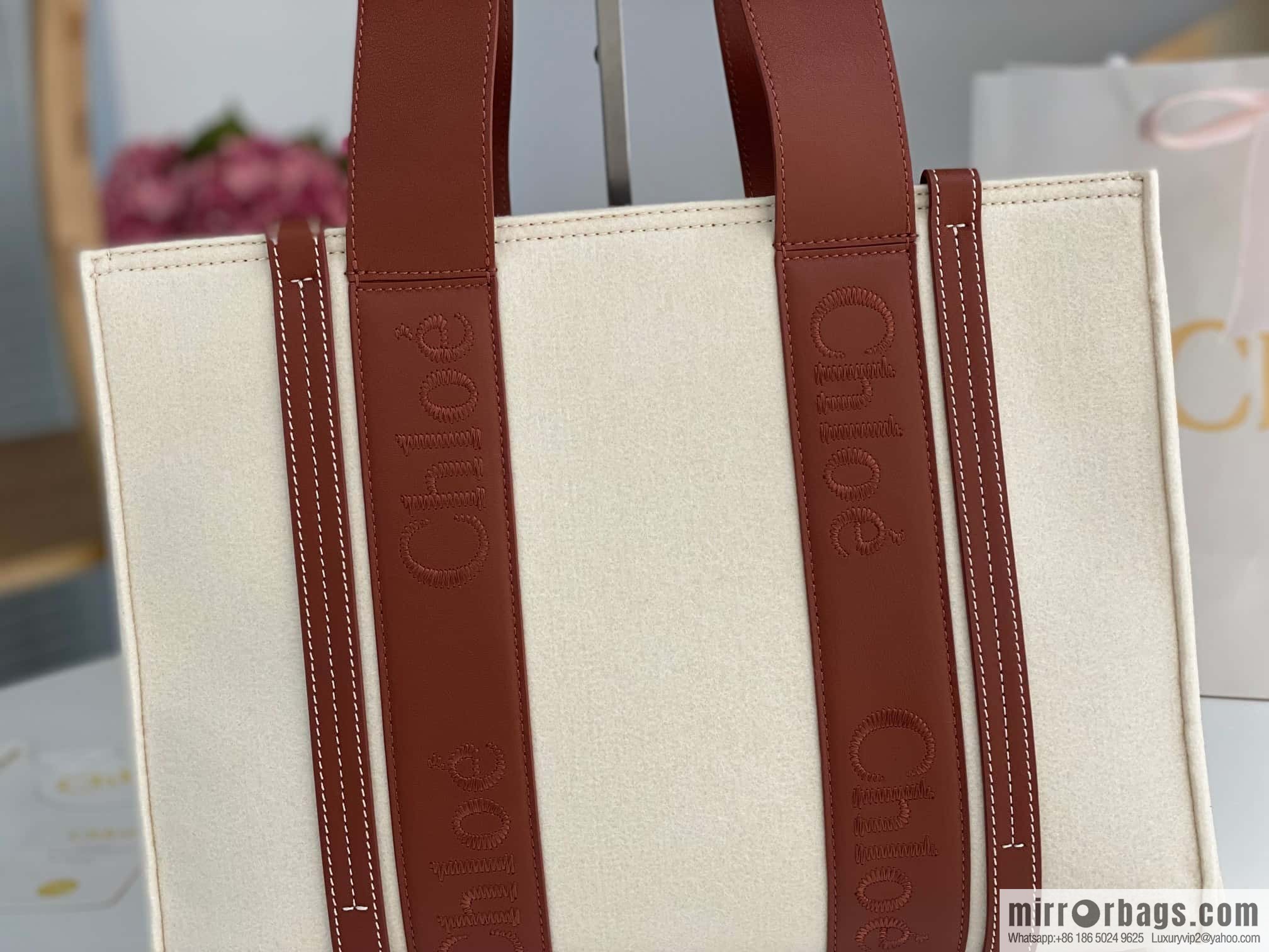 Chloe new felt woody π with leather, medium 37CM