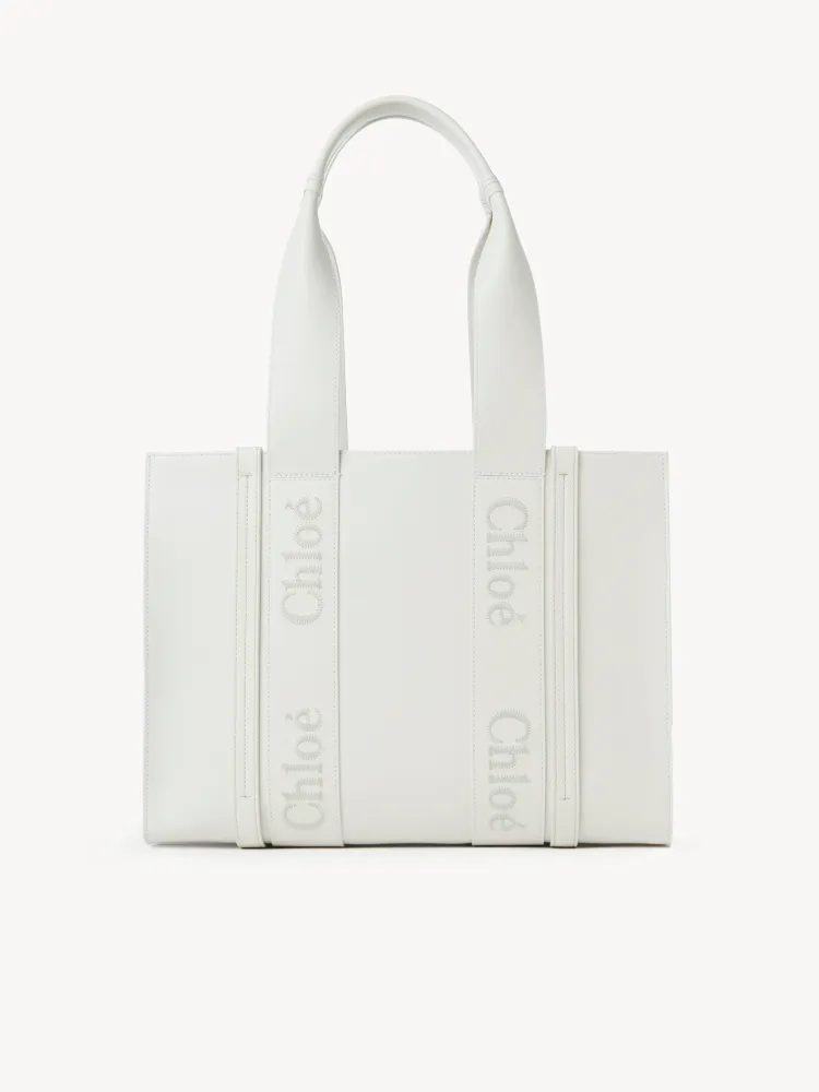 Chloe Woody Full Pitot Bag, White Medium 37CM