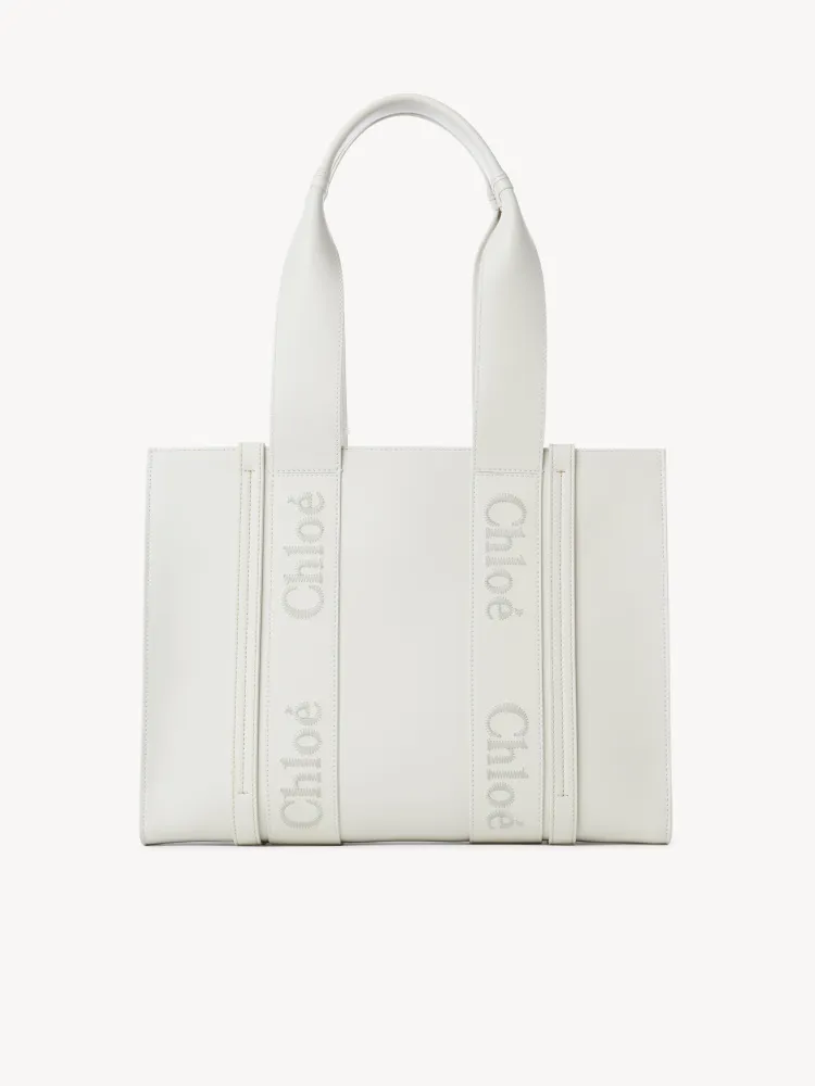 Chloe Woody Full Pitot Bag, White Medium 37CM