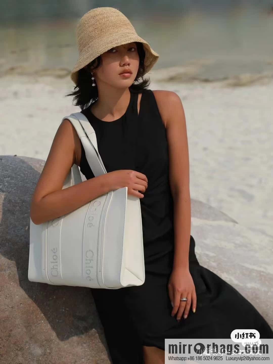 Chloe Woody Full Pitot Bag, White Medium 37CM