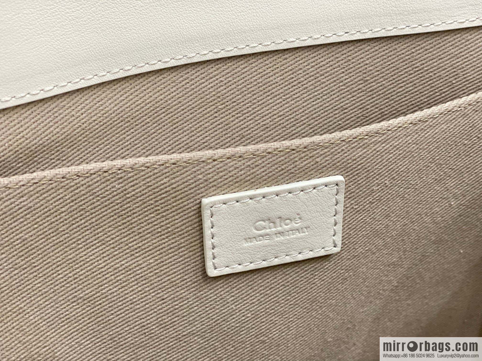 Chloe Woody Full Pitot Bag, White Medium 37CM
