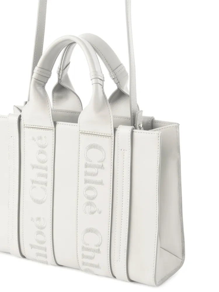 Chloe Woody Full Pitot Bag, White Small 26CM