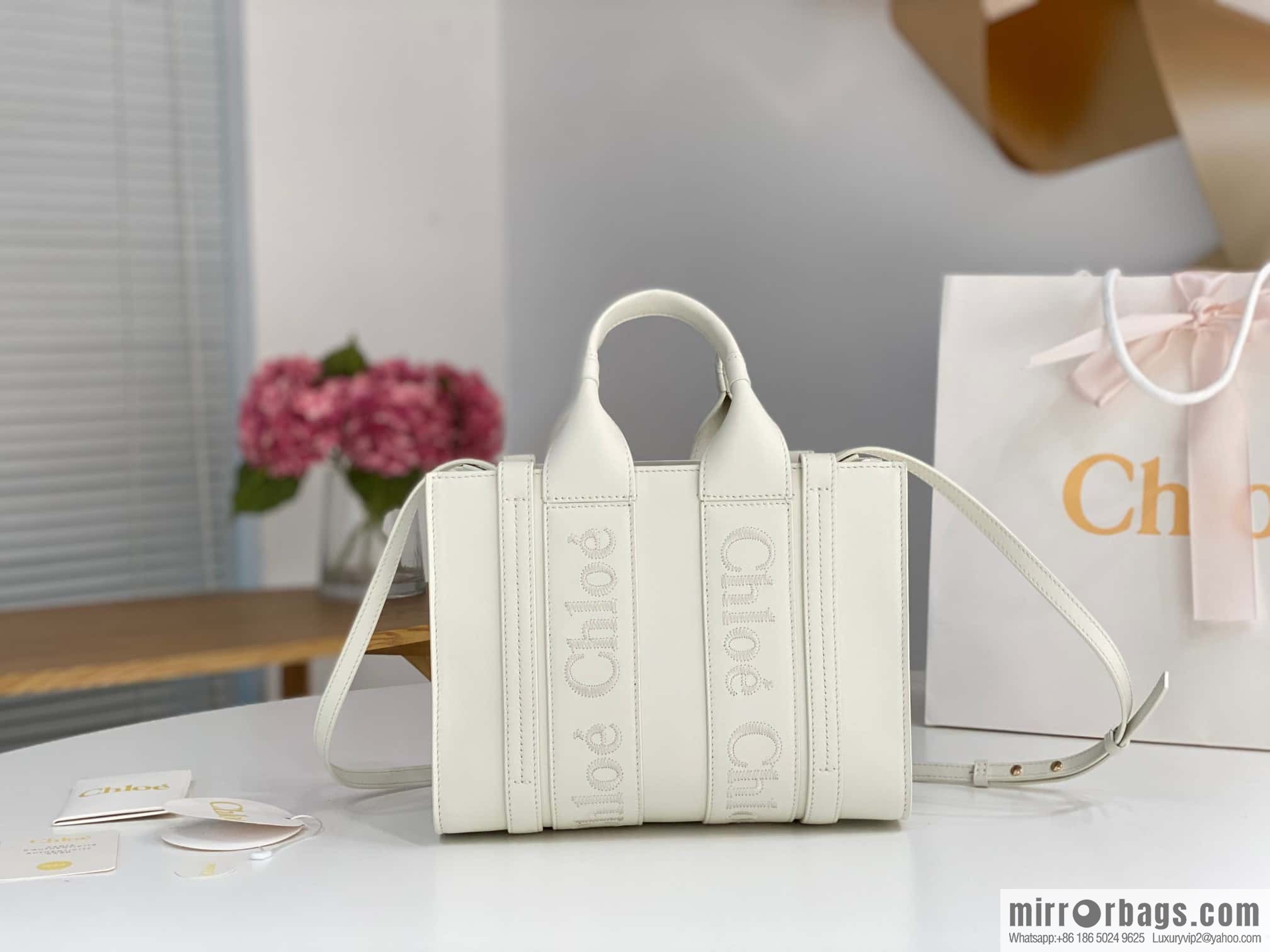 Chloe Woody Full Pitot Bag, White Mini20CM